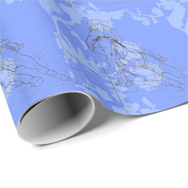 Papel De Regalo Racer De Barril De Flor Azul (Esquina del rollo)