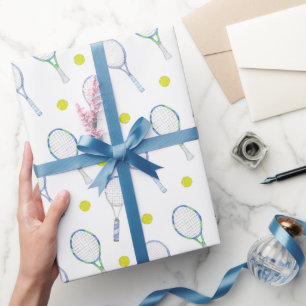 Papel De Regalo Racquets de tenis azul acuarela