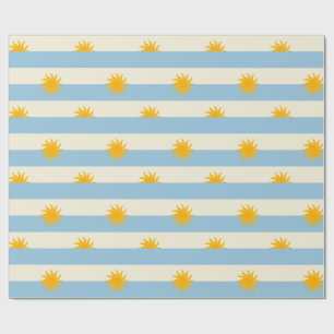 Papel de regalo ráfaga de sol dorada con franja de