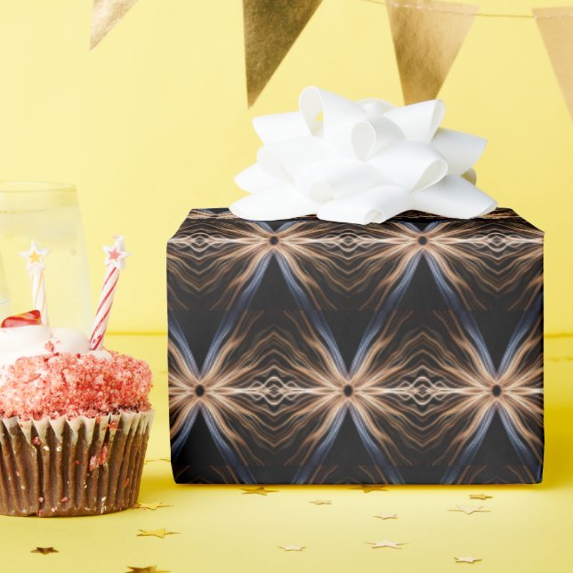 Papel De Regalo Ráfaga Simétrica de Luz Sobre Negro (Fiesta de cumpleaños )