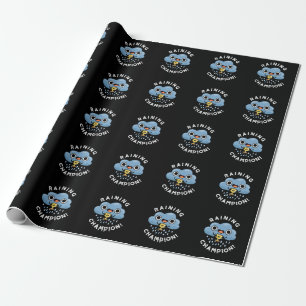 Papel De Regalo Rain Champ Funny Weather Rain Cloud Pun Dark BG
