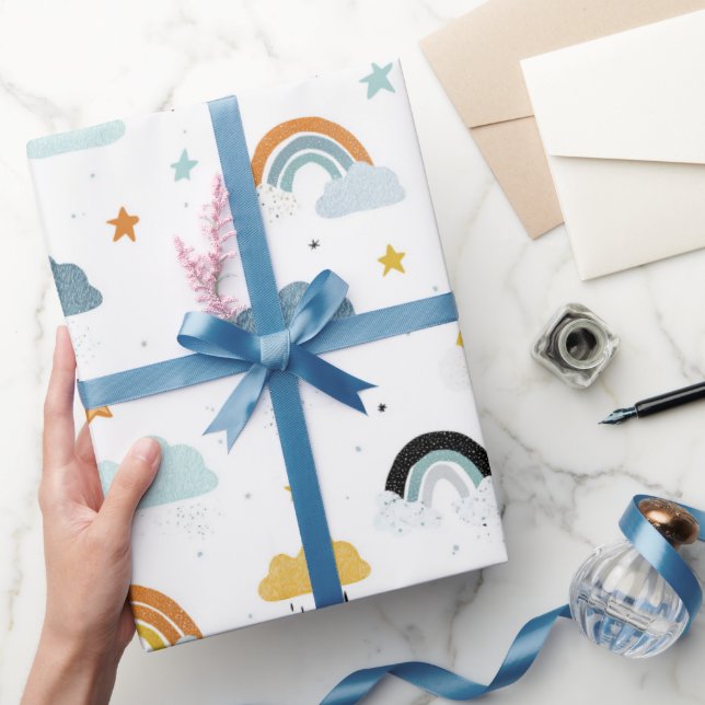 Papel De Regalo Rain Clouds and Rainbows Baby Shower (Regalar)