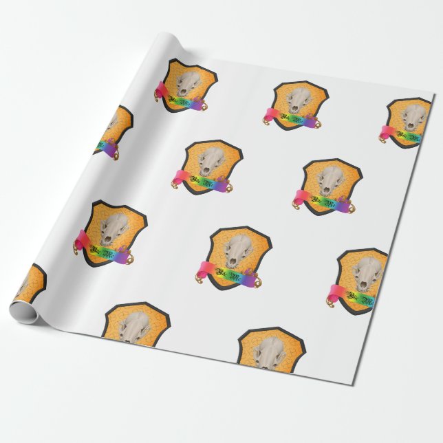 Papel De Regalo Rainbow Bite Me Badger Skull (Desenrollado)