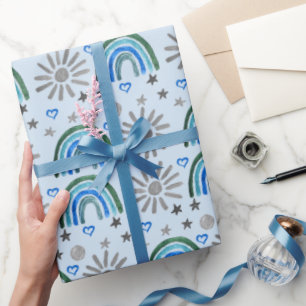 Papel De Regalo Rainbow Boho Birday Baby Shower Boy
