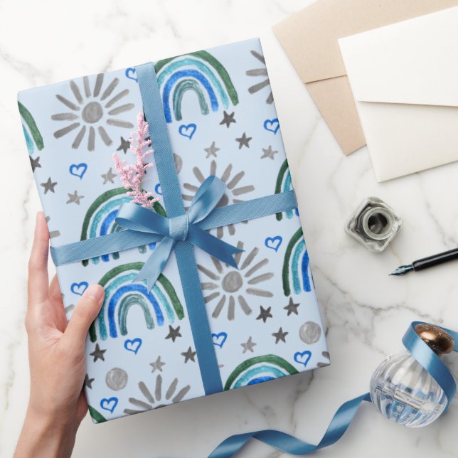 Papel De Regalo Rainbow Boho Birday Baby Shower Boy (Regalar)