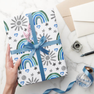 Papel De Regalo Rainbow Boho Primer cumpleaños Baby Shower Boy