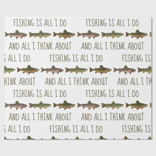 Papel De Regalo Rainbow Brown Brook Trout Fishing Quote (Superficie plana)
