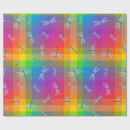 Papel De Regalo Rainbow Check with Dragonflies