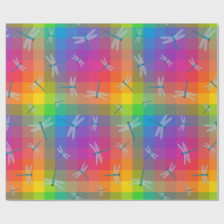 Papel De Regalo Rainbow Check with Dragonflies