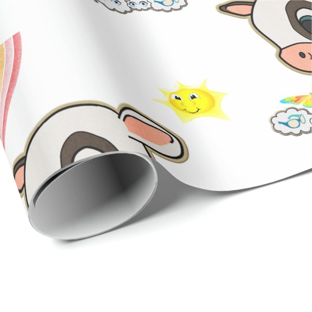 Papel De Regalo Rainbow Clouds Butterfly Wrapping Paper Cow (Esquina del rollo)