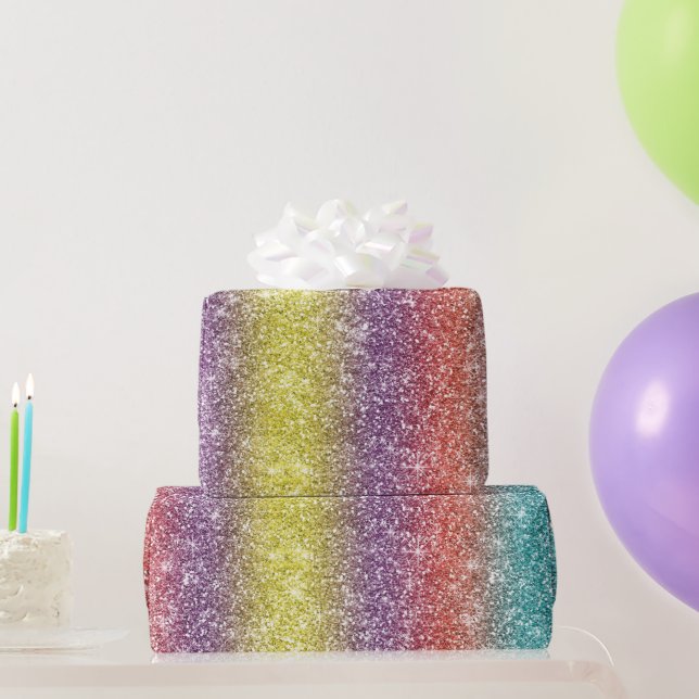 Papel De Regalo Rainbow Glitter  (Regalos de fiesta)
