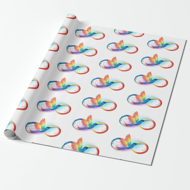 Papel De Regalo Rainbow Hummingbird with Infinity symbol (Desenrollado)
