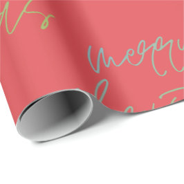 Papel De Regalo Rainbow Merry Christmas Hermosa cereza roja