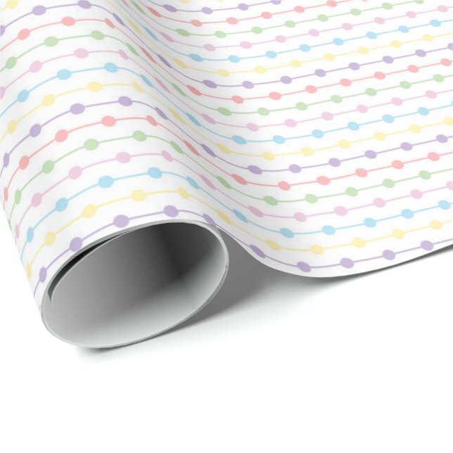 Papel De Regalo Rainbow Pastel Dot Stripes for Gender Neutral  (Esquina del rollo)