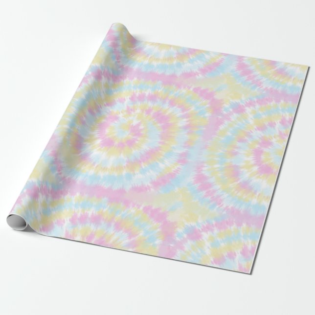 Papel De Regalo Rainbow Pastel Tie Dye (Desenrollado)