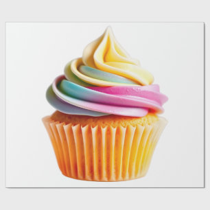 Papel De Regalo Rainbow Swirl Cupcake with Colorful Wrapper
