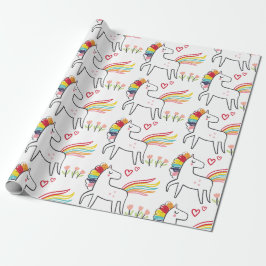Papel De Regalo Rainbow Unicorn Birthday Custom Name