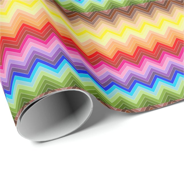 Papel De Regalo Rainbow Zig Zag (Esquina del rollo)