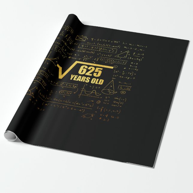 Papel De Regalo Raíz cuadrada de cumpleaños número 25 de 625 25 añ (Desenrollado)