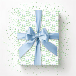 Papel De Regalo Rama de bayas en pizarra y verde