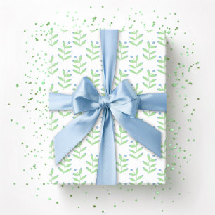 Papel De Regalo Rama de bayas en pizarra y verde