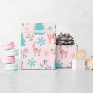 Papel De Regalo Rama de Berry y Pino Azul de Reno Rosado