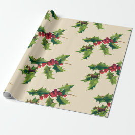 Papel De Regalo rama de bonito de Vintage Holly