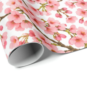 Papel De Regalo Rama de flor de cerezo rosa patrón