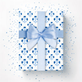 Papel De Regalo Rama de flores en porcelana azul