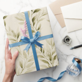 Papel De Regalo Rama de olivo beige oliva suave patrón de acuarela