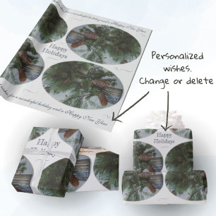 Papel De Regalo rama de picor de Navidades de estilo vintage