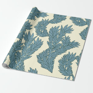 Papel De Regalo Rama de sauce dibujada a mano minimalista azul-ver