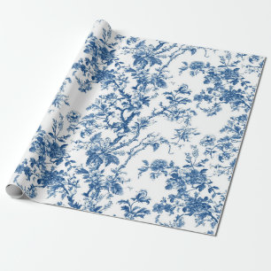Papel De Regalo Rama floral suave azul Toile envoltorio para fiest