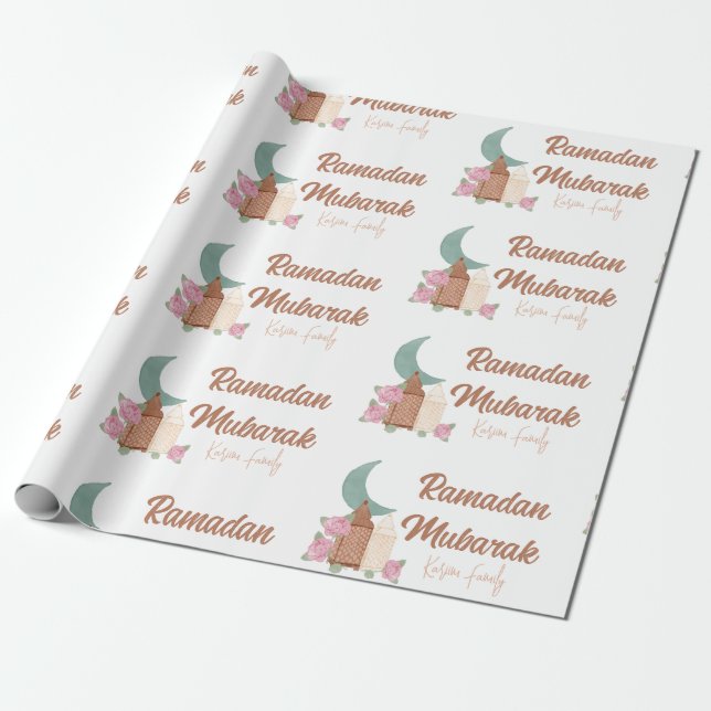 Papel De Regalo Ramadan Mubarak Decoración Personalizado Nombre de (Desenrollado)