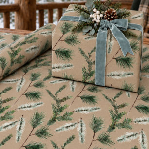 Papel De Regalo Ramas de árbol de pino, abeto, enebro y tejo Kraft