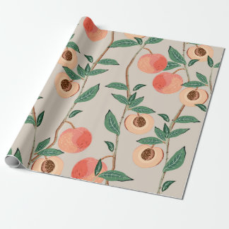 Papel De Regalo Ramas de árboles de encurtido con hojas y frutos e