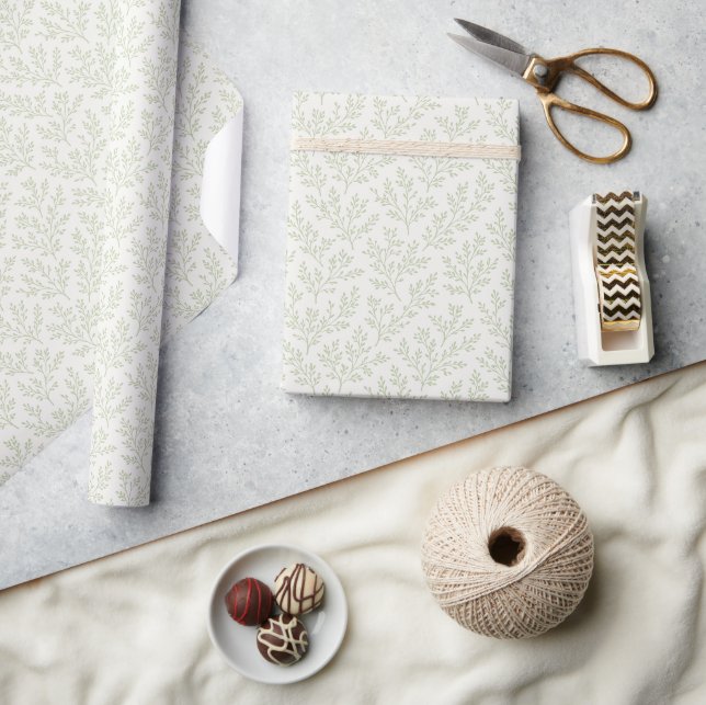 Papel De Regalo Ramas de bosque suave oliva - Neutral (Artesanía)