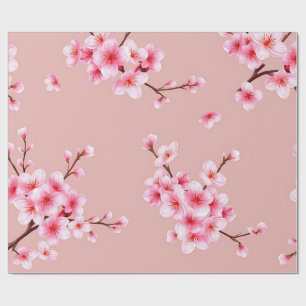 Papel De Regalo Ramas de flor de cerezo rosa patrón