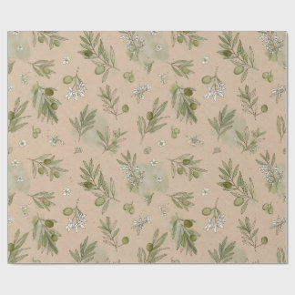 Papel De Regalo Ramas de hojas de olivo Kraft Eco Envoltura Botáni