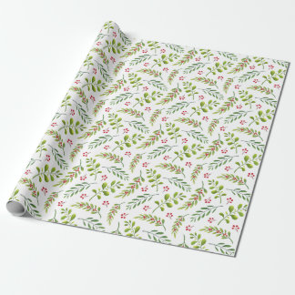 Papel De Regalo Ramas de Navidades festivos y cerezas