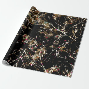 Papel De Regalo Ramas de Navidades Neutrales del Boho Negro y Beig
