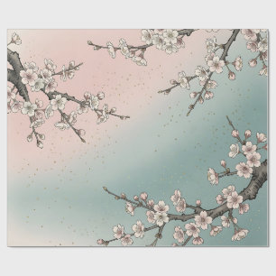 Papel De Regalo Ramas delicadas de flor de cerezo rosa Sakura