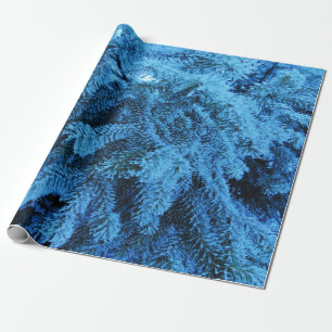 Papel De Regalo Ramas prudentes cubiertas de nieve y cristales de 