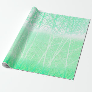 Papel De Regalo Ramas Verdes Menta Niebla Helada