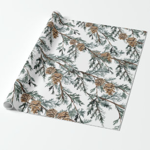 Papel De Regalo Ramificaciones De Árbol De Juniper Azul Y Cones