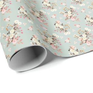 Papel De Regalo Ramillete floral de acuarela pastel rústica