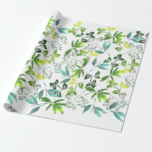 Papel De Regalo Ramilletes Botánicos Verdes