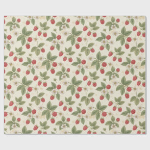Papel De Regalo Ramilletes de Frutas de Frambuesa con Hojas y Flor