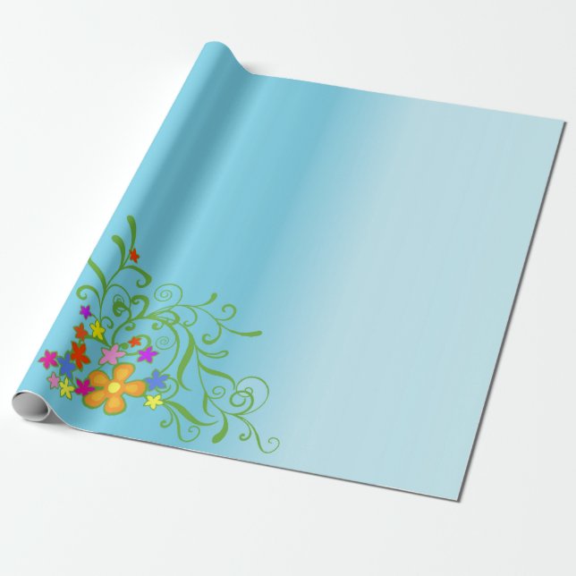 Papel De Regalo Ramo Azul (Desenrollado)