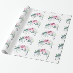 Papel De Regalo Ramo blanco rosado de color de malva del Peony de